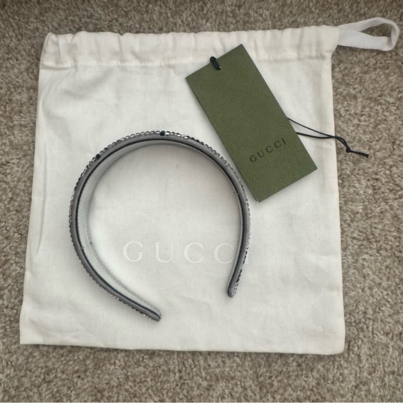 Gucci Silver and Black Crystal GG Headband - Picture 5 of 10